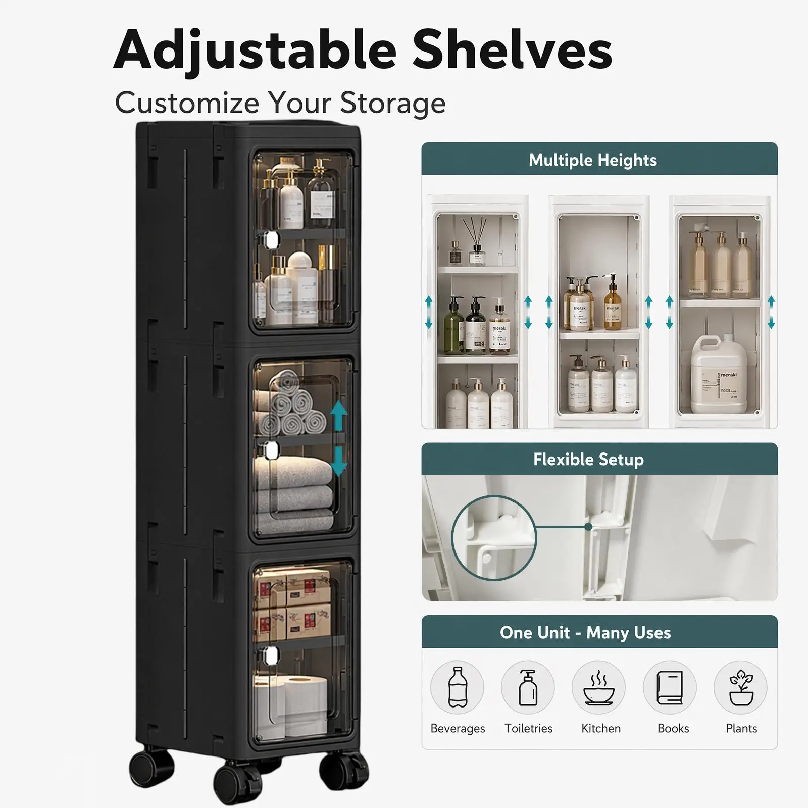 5-ярусный черный узкий передви – обзор и цена Kitchen Appliances Cabinet