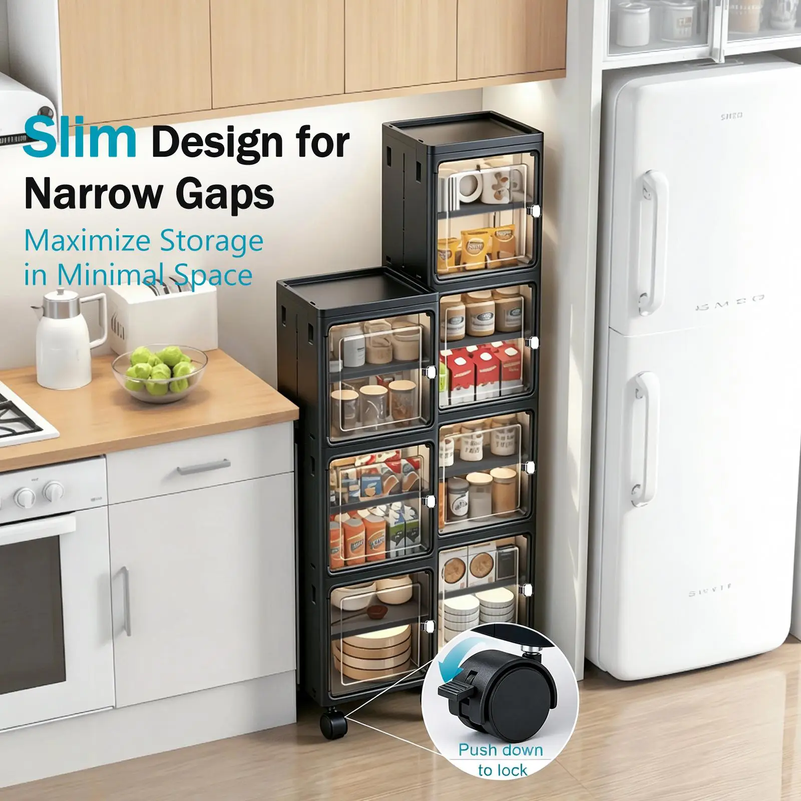 5-ярусный черный узкий передви – обзор и цена Kitchen Appliances Cabinet